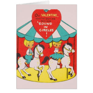 Retro Carousel Valentine's Day Greeting Card