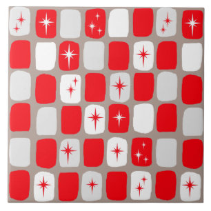 Rétro carreau de céramique rouge de Starbursts