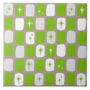 Rétro carreau de céramique vert et blanc de