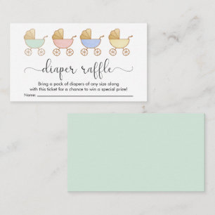 Retro Carriages Diaper Raffle Baby Shower Enclosure Card