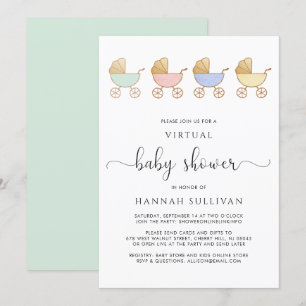 Retro Carriages Virtual Baby Shower Invitation