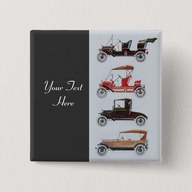 RETRO CARS 2- Auto repair automotive ,grey 2 Inch Square Button (Front)