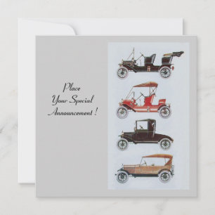 RETRO CARS 2 , AUTO RESTORATION ,blue white grey Announcement