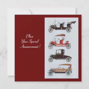 RETRO CARS 2 , AUTO RESTORATION  red white black Announcement