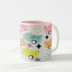 Retro Cars Atomic Starburst Modern Mid Century Two-Tone Coffee Mug