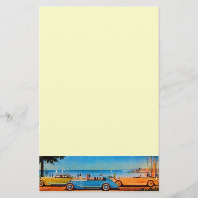 RETRO CARS - Auto repair automotive ,blue yellow Stationery (Front)