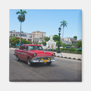 Retro cars on the Havana street Magnet