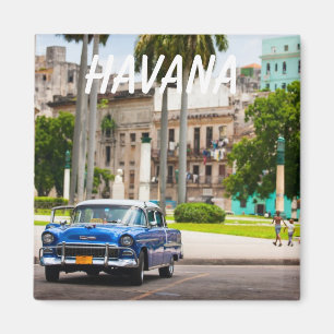 Retro cars on the Havana street Magnet