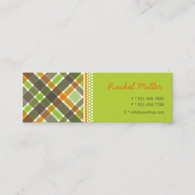 Rétro carte chic verte orange de profil de motif (Devant)