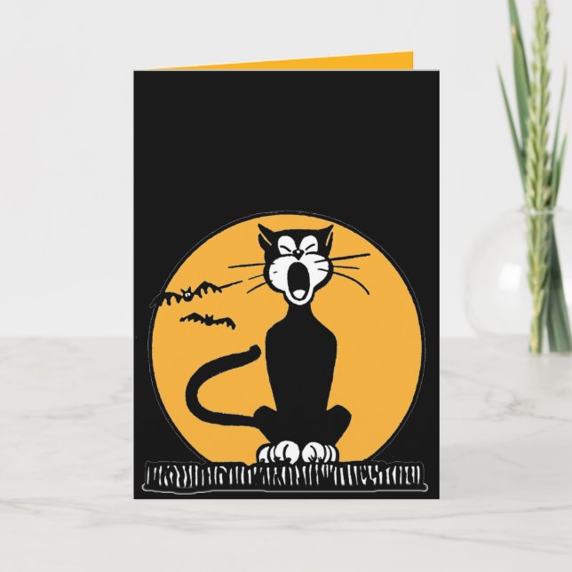 Rétro carte d'anniversaire de Halloween de chat (Devant)