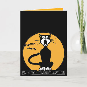 Rétro carte d'anniversaire de Halloween de chat
