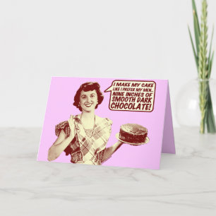 Rétro carte d'anniversaire drôle de femme au foyer