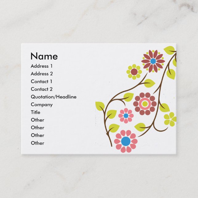 Rétro carte de contact de fleur (Devant)