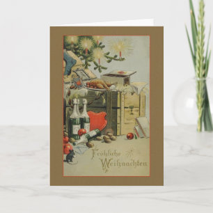 Rétro carte de Noël de Fröhliche Weihnachten