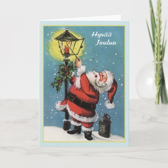 Rétro carte de Noël finlandaise de Hyvää Joulua (Devant)