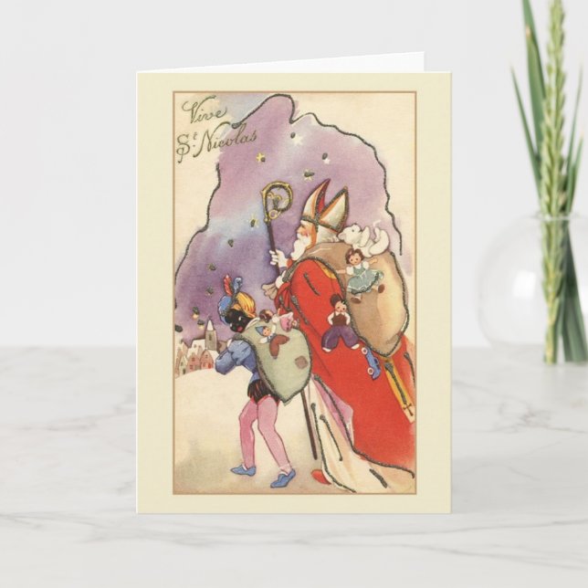 Rétro carte de Noël française de St Nicolas de (Devant)