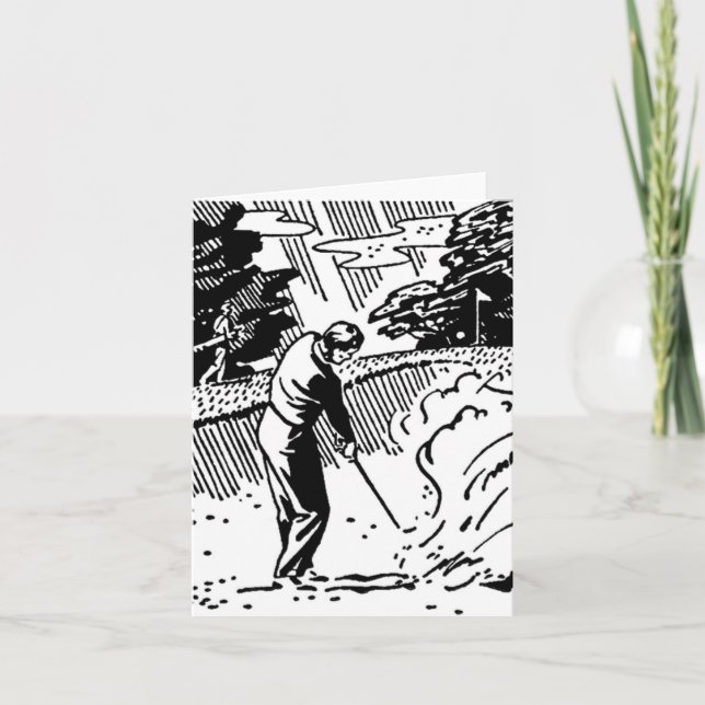 Rétro carte de note de dessableur de golfeur (Devant)