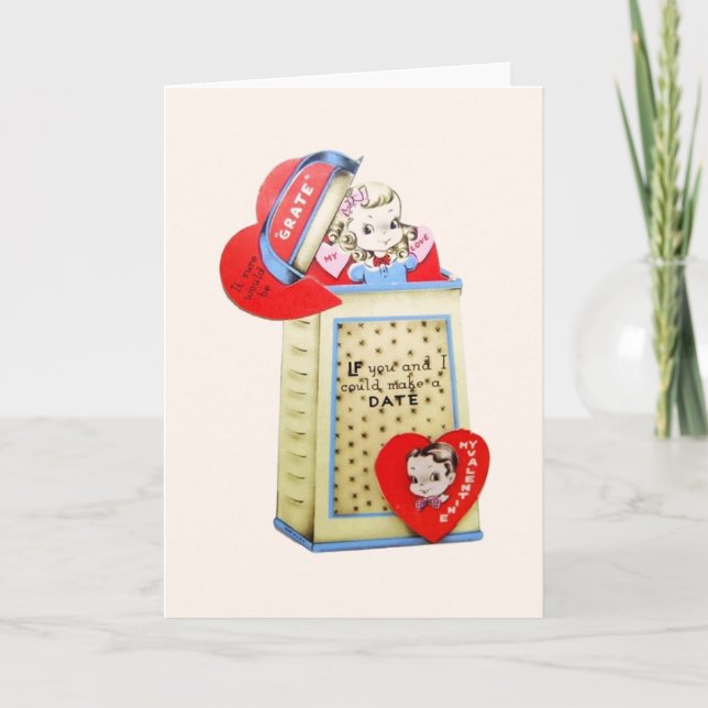 Rétro carte de Saint-Valentin de râpe de fromage (Devant)