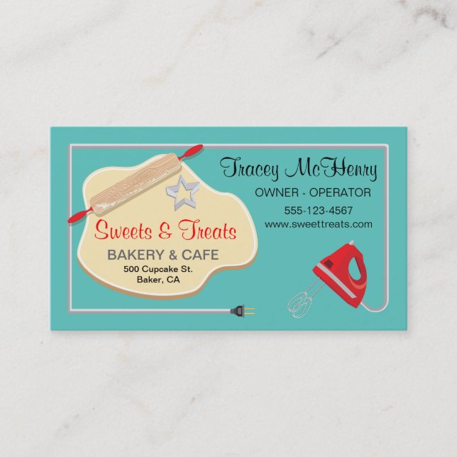 Rétro carte de visite de biscuit de boulangerie (Devant)
