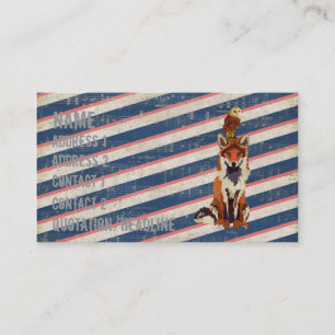 Rétro carte de visite de Fox et de hibou d'ambre