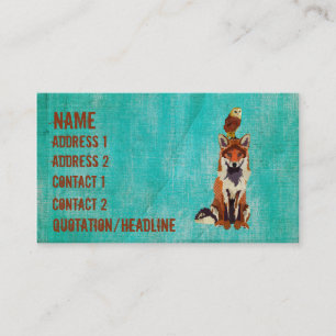 Rétro carte de visite de Fox et de hibou d'ambre