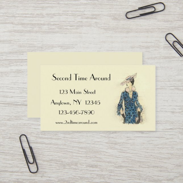 Rétro carte de visite de mode (Devant/Arrière en situation)