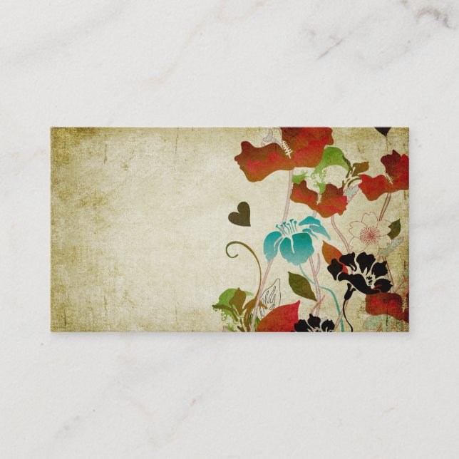 Rétro carte de visite de pavots (Devant)