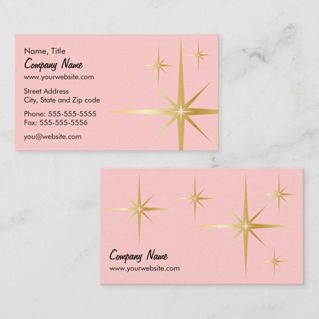 Rétro carte de visite de Starburst - rose (Devant / Derrière)