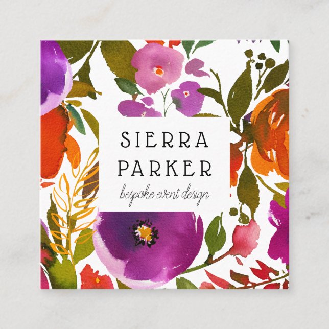 Rétro carte de visite floral lumineux de (Devant)