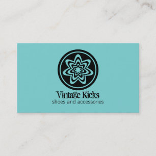 Rétro carte de visite génial de fleur, turquoise