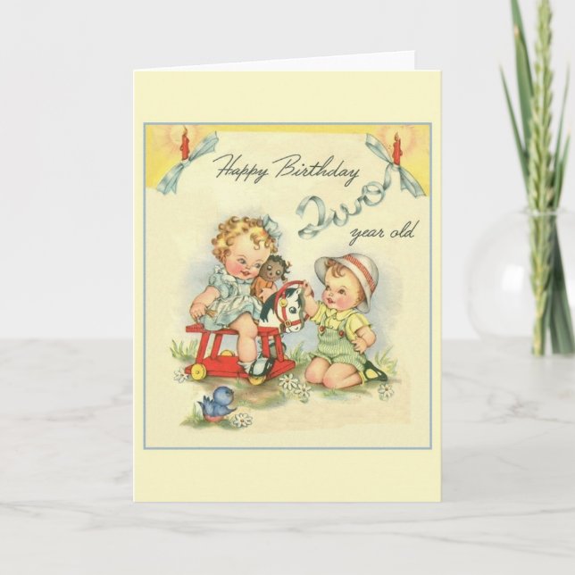 Retro Carte de voeux Anniversaire de deux ans (Devant)