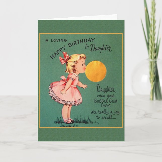 Rétro carte de voeux d'anniversaire de bubble-gum (Devant)