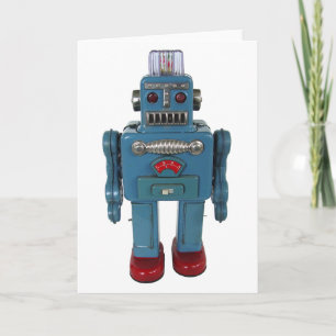 Rétro carte de voeux de blanc de robot