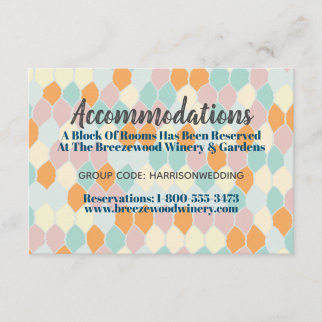 Rétro | Carte d'hébergement de l'hôtel Mariage (Devant)