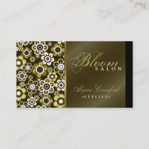 Rétro carte d'or chic de profil de flower power de