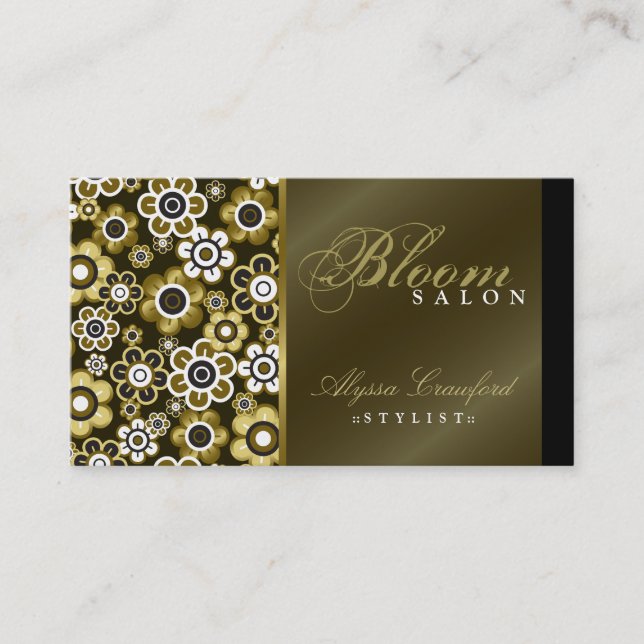Rétro carte d'or chic de profil de flower power de (Devant)