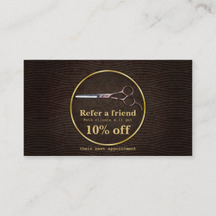 Rétro carte d'or de référence de salon de coiffure