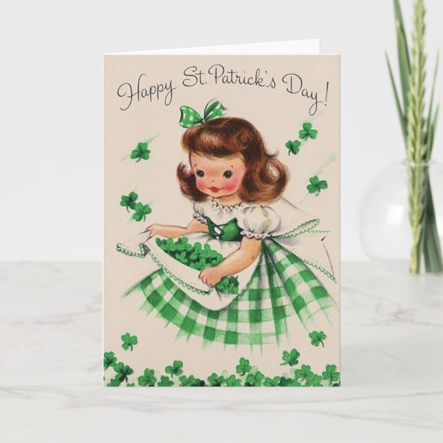 Rétro carte du jour de St Patrick irlandais de (Devant)