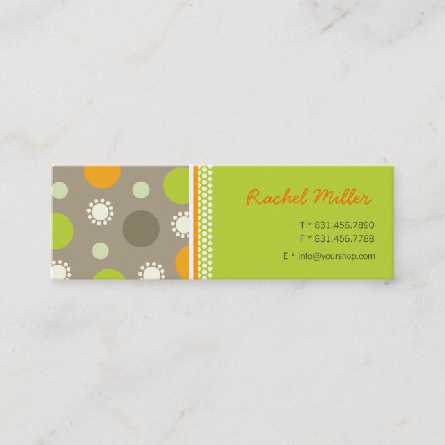 Rétro carte orange de profil de motif d'amusement (Devant)