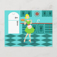 Rétro carte postale de cuisine