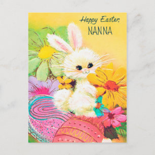 Rétro carte postale vintage de Nana de lapin de
