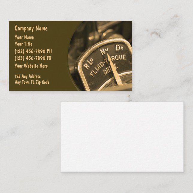 Rétro Cartes de visite automobiles (Devant / Derrière)