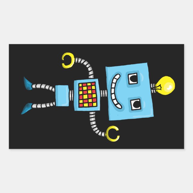 Retro cartoon blue robot sticker (Front)