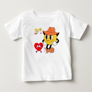 Retro Cartoon Characters: Cowboy Smiley, Walking Baby T-Shirt