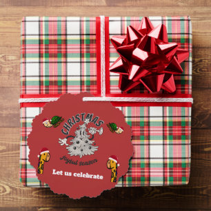 Retro Cartoon Christmas Joyful Season  Ornament Card