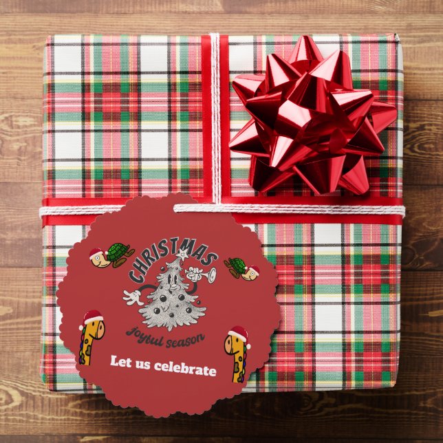 Retro Cartoon Christmas Joyful Season  Ornament Card (Insitu (Gift))