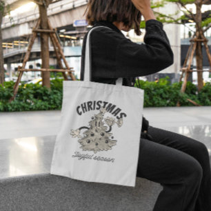 Retro Cartoon Christmas Tree Tote Bag