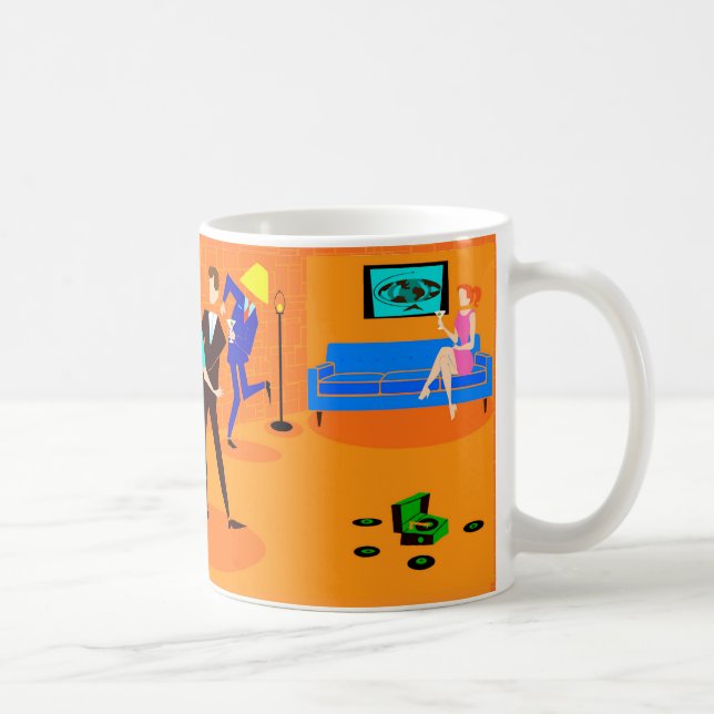 Retro Cartoon Cocktail Party Coffee Mug (Right)