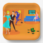 Retro Cartoon Cocktail Party Paper Plate