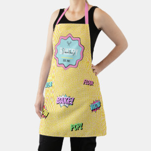 Retro Cartoon Colourful Pop Art Fun Bakery Chef Apron